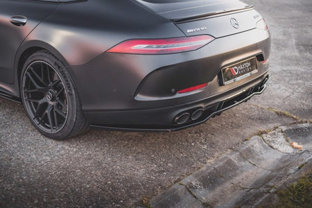 Maxton Central Rear Splitter (With Vertical Bars) Mercedes-Amg 53 4 Door Coupe - Gloss Black