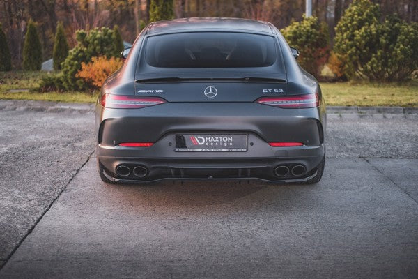 Maxton Central Rear Splitter (With Vertical Bars) Mercedes-Amg 53 4 Door Coupe - Gloss Black