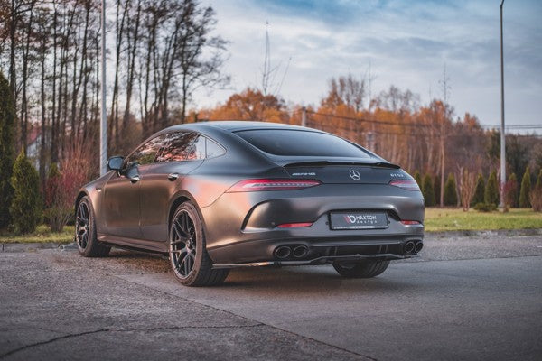 Maxton Central Rear Splitter (With Vertical Bars) Mercedes-Amg 53 4 Door Coupe - Gloss Black