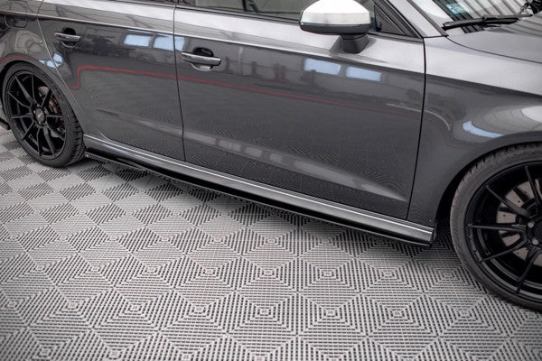 Maxton Side Skirts Diffusers Audi S3 / A3 S-Line Sportback 8V Facelift - Gloss Black