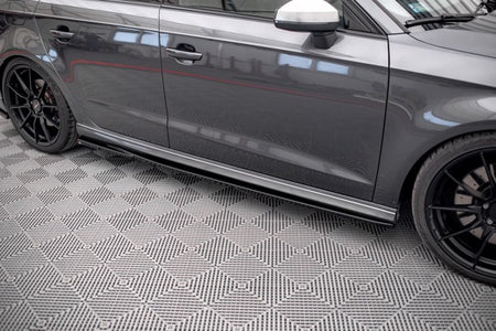 Maxton Side Skirts Diffusers Audi S3 / A3 S-Line Sportback 8V Facelift - Gloss Black