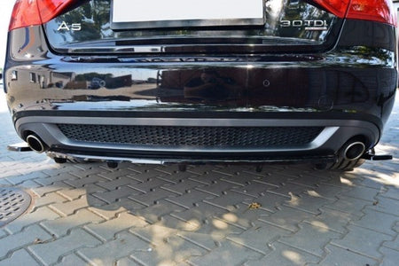 Maxton Central Rear Splitter Audi A5 S-Line (With A Vertical Bar) - Gloss Black