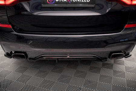 Maxton Central Rear Splitter (With Vertical Bars) BMW X3 M40I / M40D G01 - Gloss Black