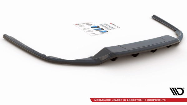 Maxton Central Rear Splitter (With Vertical Bars) Volkswagen Passat B8 - Gloss Black