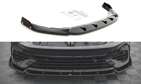 Maxton Front Splitter + Flaps V.2 Volkswagen Golf R Mk8 - Gloss Black