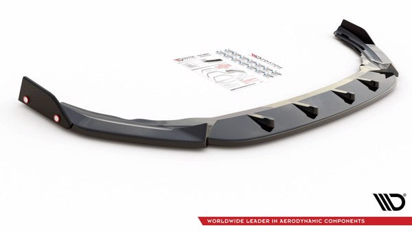 Maxton Front Splitter + Flaps V.2 Volkswagen Golf R Mk8 - Gloss Black