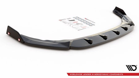 Maxton Front Splitter + Flaps V.2 Volkswagen Golf R Mk8 - Gloss Black