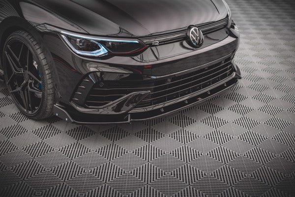 Maxton Front Splitter + Flaps V.2 Volkswagen Golf R Mk8 - Gloss Black
