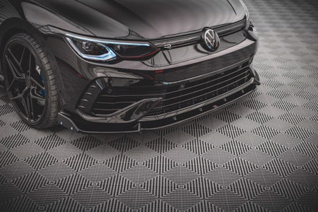 Maxton Front Splitter + Flaps V.2 Volkswagen Golf R Mk8 - Gloss Black