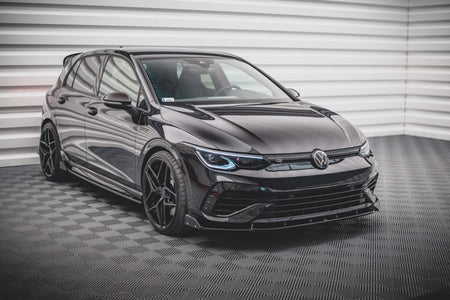 Maxton Front Splitter + Flaps V.2 Volkswagen Golf R Mk8 - Gloss Black