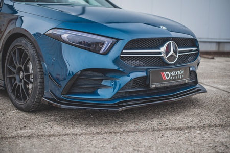 Maxton Front Splitter V.2 Mercedes A35 Amg / Amg-Line W177  - Gloss Black