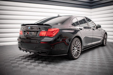 Maxton Central Rear Splitter (With Vertical Bars) BMW 7 M-Pack F01 - Gloss Black