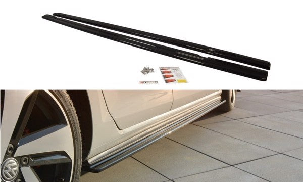 Maxton Side Skirts Diffusers VW Golf VIi Gti Preface/Facelift (Wide) - Gloss Black