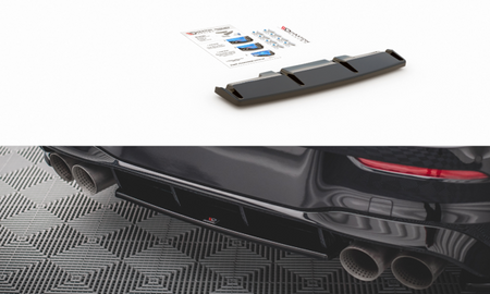 Maxton Central Rear Splitter For Volkswagen Golf R Mk8 - Gloss Black