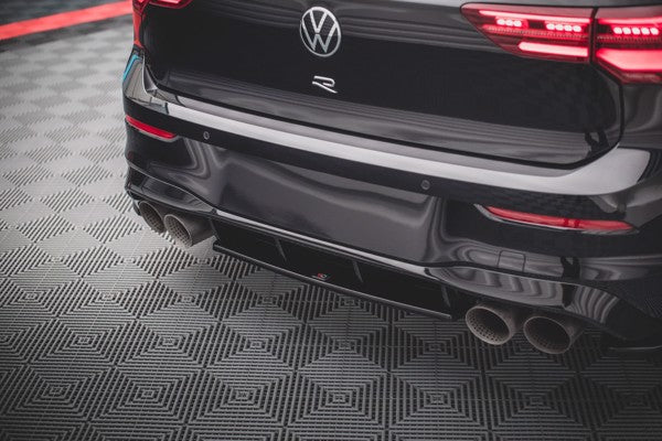 Maxton Central Rear Splitter For Volkswagen Golf R Mk8 - Gloss Black