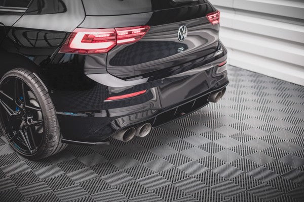 Maxton Central Rear Splitter For Volkswagen Golf R Mk8 - Gloss Black