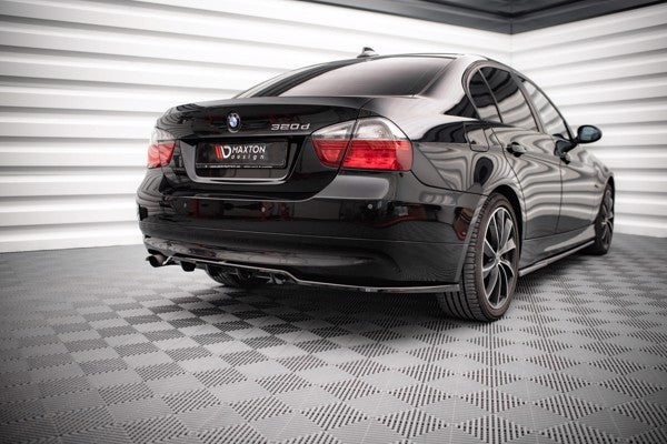 Maxton Central Rear Splitter (With Vertical Bars) BMW 3 Sedan E90 - Gloss Black