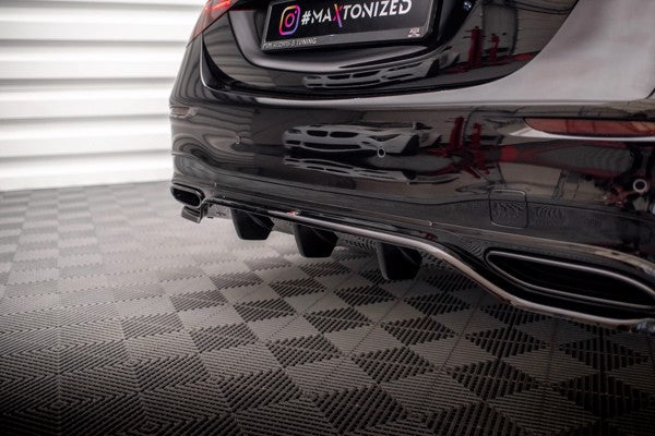 Maxton Central Rear Splitter (With Vertical Bars) Mercedes-Benz S Amg-Line W223 - Gloss Black