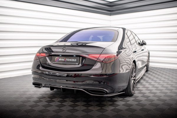 Maxton Central Rear Splitter (With Vertical Bars) Mercedes-Benz S Amg-Line W223 - Gloss Black