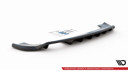 Maxton Central Rear Splitter (With Vertical Bars) Audi Q3 8U Facelift - Gloss Black