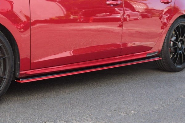 Maxton Side Skirts Diffusers V.3 Seat Leon Mk3 Cupra/ Fr Facelift - Gloss Black + Red