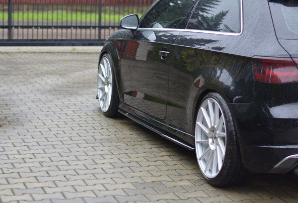 Maxton Side Skirts Diffusers Audi S3 / A3 S-Line 8V / 8V Fl Hatchback - Gloss Black
