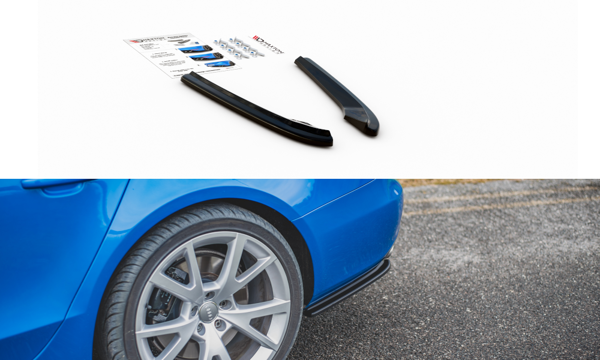 Maxton Rear Side Splitters Audi S4 / A4 S-Line B8 Sedan - Gloss Black