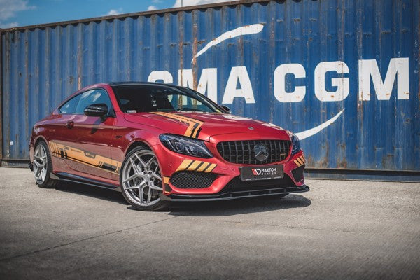 Maxton Racing Durability Front Splitter + Flaps Mercedes - Amg C43 Coupe C205 - Black + Gloss Flaps    