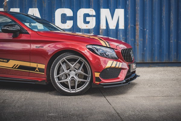 Maxton Racing Durability Front Splitter + Flaps Mercedes - Amg C43 Coupe C205 - Black + Gloss Flaps    