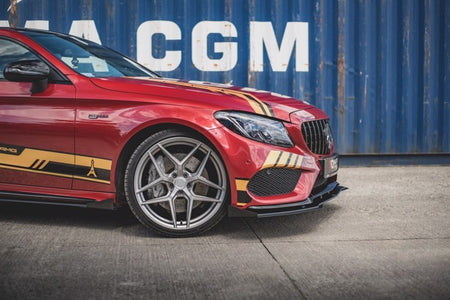 Maxton Racing Durability Front Splitter + Flaps Mercedes - Amg C43 Coupe C205 - Black + Gloss Flaps    