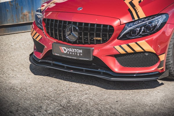 Maxton Racing Durability Front Splitter + Flaps Mercedes - Amg C43 Coupe C205 - Black + Gloss Flaps    
