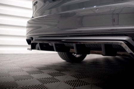 Maxton Central Rear Splitter (With Vertical Bars) Volvo V90 R-Design Mk2 - Gloss Black