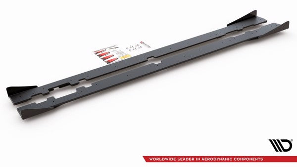 Maxton Racing Durability Side Skirts Diffusers + Flaps Mercedes-Amg C43 Coupe C205 - Black + Gloss Flaps    