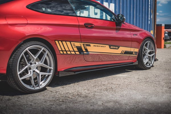 Maxton Racing Durability Side Skirts Diffusers + Flaps Mercedes-Amg C43 Coupe C205 - Black + Gloss Flaps    