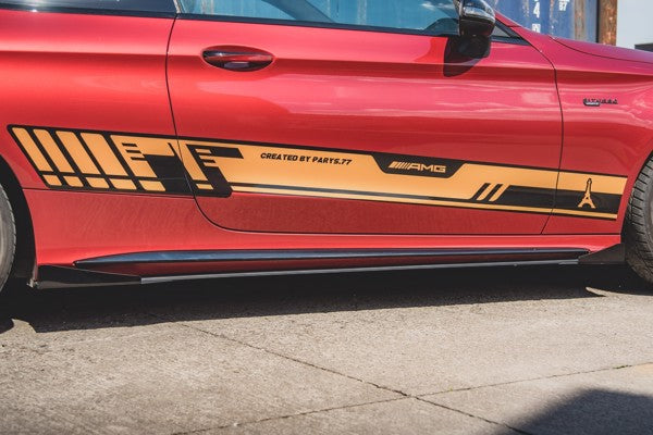 Maxton Racing Durability Side Skirts Diffusers + Flaps Mercedes-Amg C43 Coupe C205 - Black + Gloss Flaps    