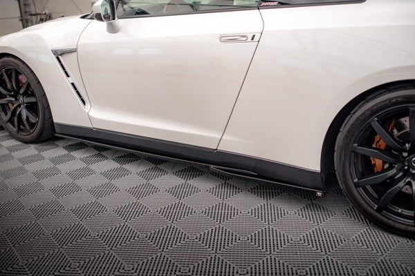 Maxton Side Skirts Diffusers Nissan Gtr R35 Facelift - Gloss Black