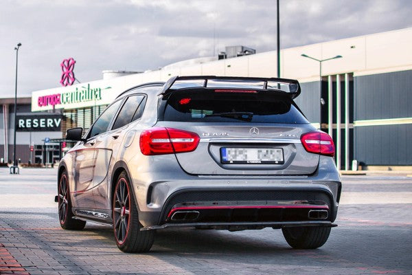 Maxton Central Rear Splitter (With Vertical Bars) Mercedes-Benz Gla 45 Amg Suv (X156) Preface - Gloss Black