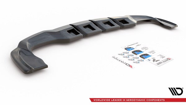 Maxton Central Rear Splitter (With Vertical Bars) Mercedes-Benz Gla 45 Amg Suv (X156) Preface - Gloss Black