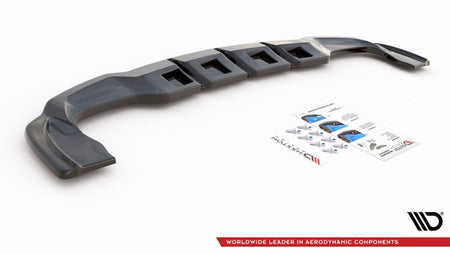 Maxton Central Rear Splitter (With Vertical Bars) Mercedes-Benz Gla 45 Amg Suv (X156) Preface - Gloss Black