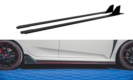 Maxton Racing Durability Side Skirts Diffusers Honda Civic X Type-R - Black
