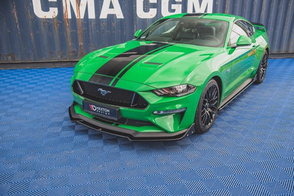 Maxton Front Splitter + Flaps V.1 Ford Mustang Gt Mk6 Facelift - Gloss Black