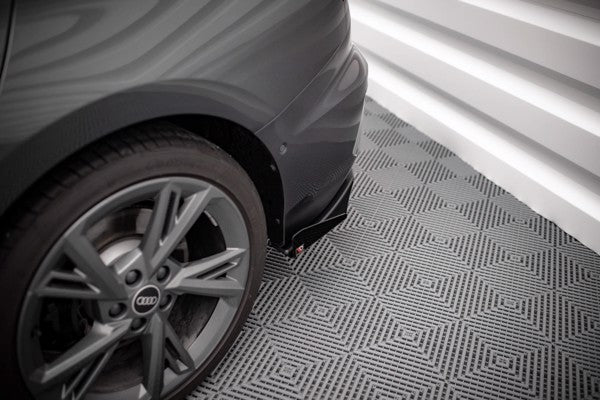 Maxton Street Pro Rear Side Splitters + Flaps Audi S3 Sedan 8Y - Black + Gloss Flaps    