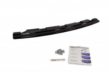Maxton Central Rear Splitter For BMW 5 F11 M-Pack - Without Vertical Bars (Fits Two Double Exhaust Ends) - Gloss Black