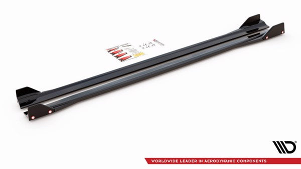 Maxton Side Skirts Diffusers + Flaps V.2 Mercedes-Amg A45 S - Gloss Black