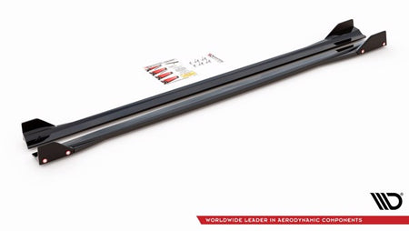 Maxton Side Skirts Diffusers + Flaps V.2 Mercedes-Amg A45 S - Gloss Black