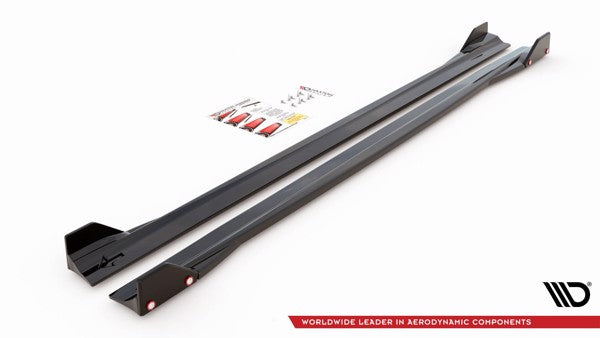 Maxton Side Skirts Diffusers + Flaps V.2 Mercedes-Amg A45 S - Gloss Black