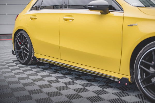 Maxton Side Skirts Diffusers + Flaps V.2 Mercedes-Amg A45 S - Gloss Black