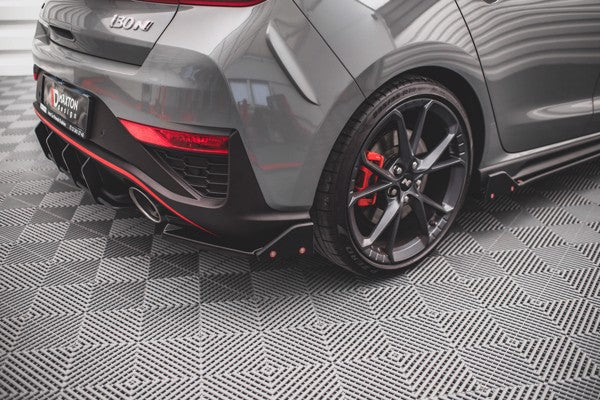 Maxton Rear Side Splitters + Flaps V.1 Hyundai I30 N Hatchback Mk3 Facelift - Gloss Black