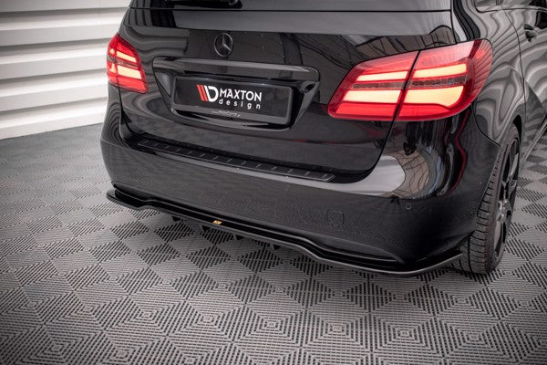 Maxton Central Rear Splitter (With Vertical Bars) Mercedes-Benz B W246 Facelift - Gloss Black