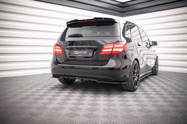 Maxton Central Rear Splitter (With Vertical Bars) Mercedes-Benz B W246 Facelift - Gloss Black